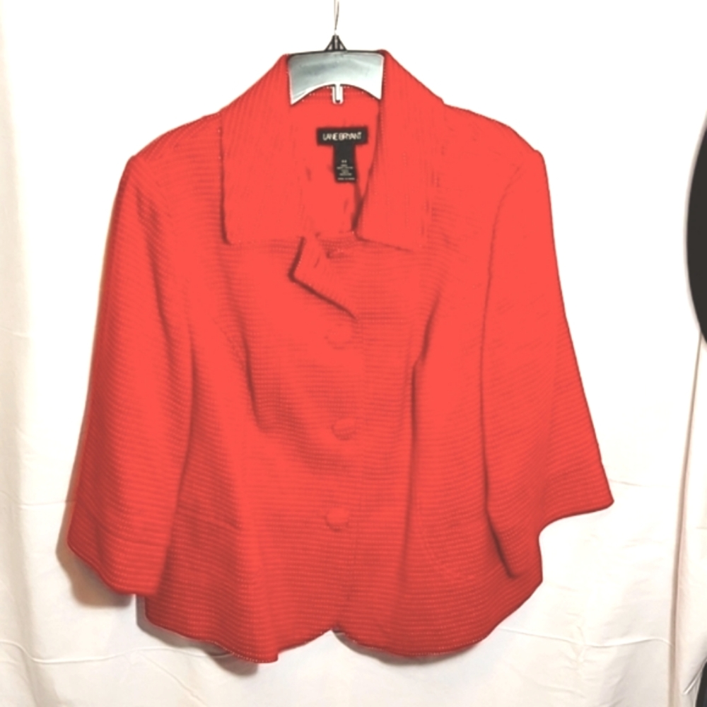Lane Bryant Red Dotted Texture Career Jacket 22 Contemperary Dressy